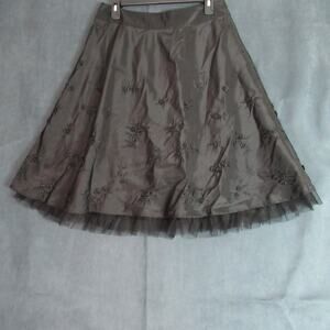 Josephine Chaus Skirt Womens Size 10P Black Roses Pipettes Fairygoth Vamp Flirty